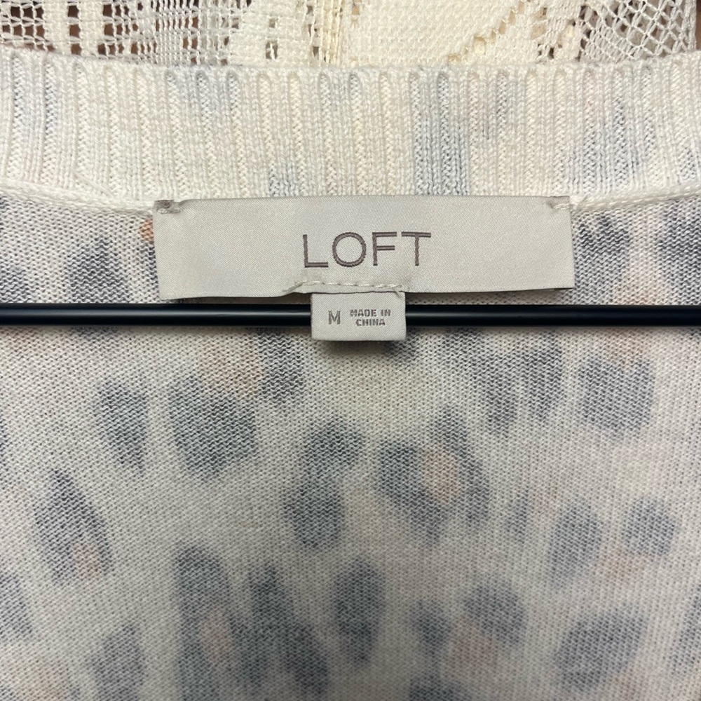 LOFT 100% Cotton Animal Print Women's V-Neck Cardigan - Picture 5 of 13